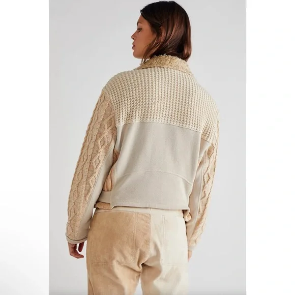 Free People Cozy Knit Mix Moto Jacket New NWT - Picture 7 of 9